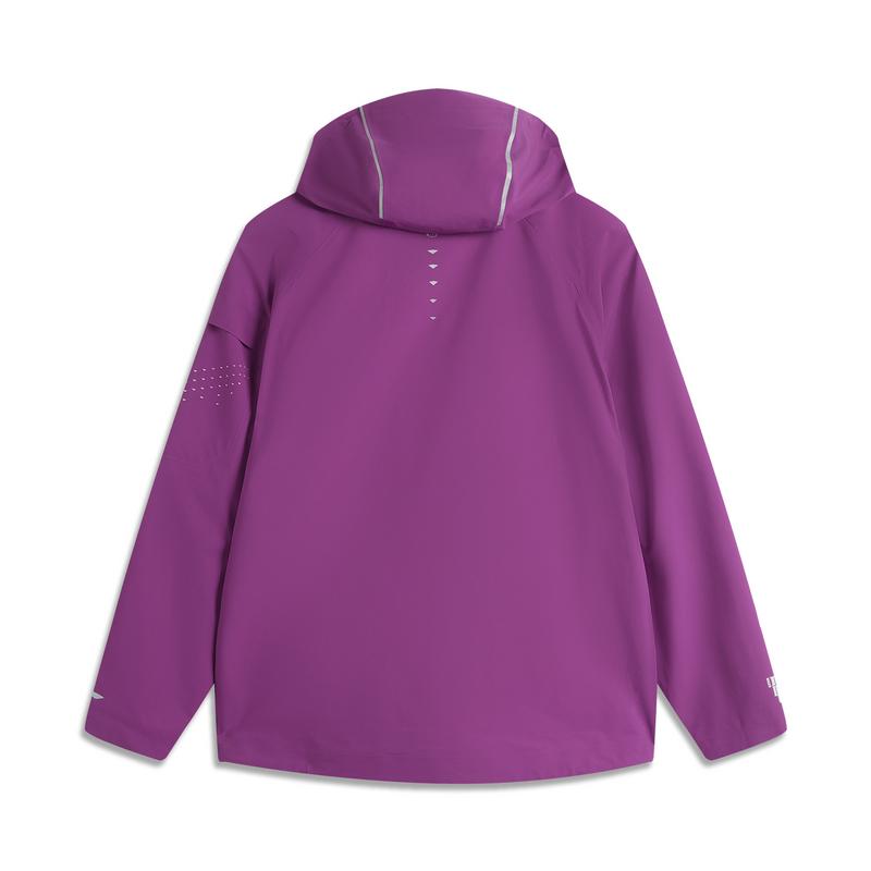 Li Ning CF Su Wan Long Jia Series однотонная куртка с капюшоном для пешего туризма, водонепроницаемая ветрозащитная куртка унисекс, космически-фиолетовая AEMU047-2