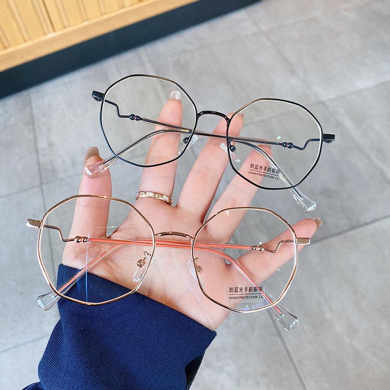 New Stylish Women'S Glasses Frame Polygon Shape Anti Blue Light Eyeglass Frames Creative Design Computer Glass