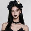 Преувеличенная Повязка на голову с черепом Декор на Хэллоуин Готическая Цветочная Повязка для волос Дом с привидениями
