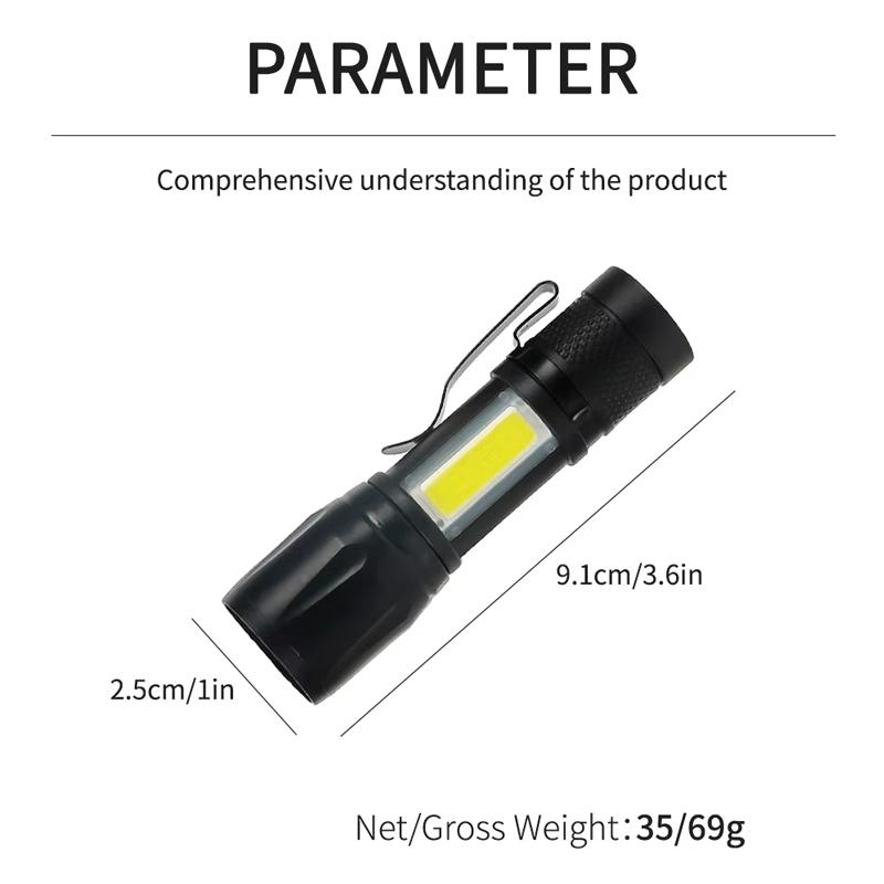 Мини светодиодный фонарик COB+XPE Портативный фонарь USB-зарядка Кемпинговый фонарь Масштабируемый фокусирующий свет Тактический фонарик с зажимом для ручки