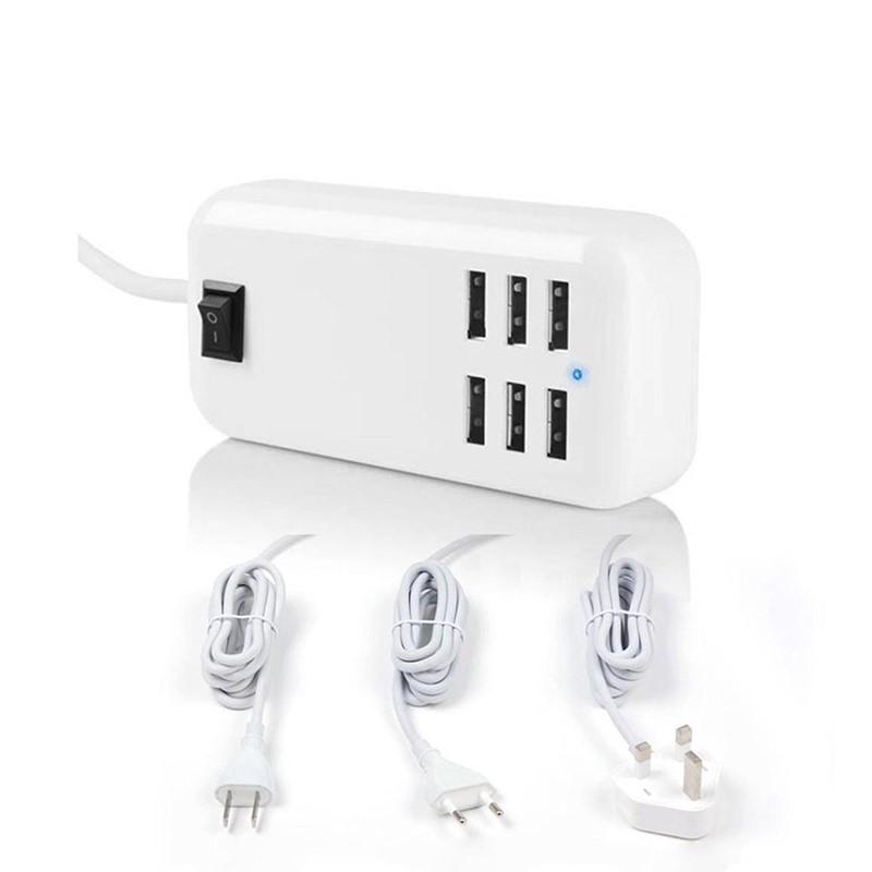 USB-концентратор EU US Plug 6 портов USB-зарядное устройство 5V 3A Сетевой адаптер Зарядка для мобильного телефона Для iPhone iPad Samsung С переключателем