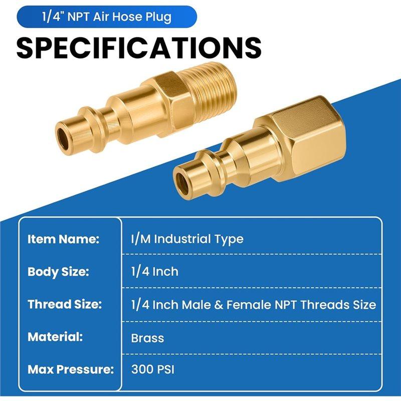 2025 Trend Brass Quick Connect Coupler And Plug Universal 1/4" NPT For Air Fittings Kit High Flow Industrial For Air Compressors