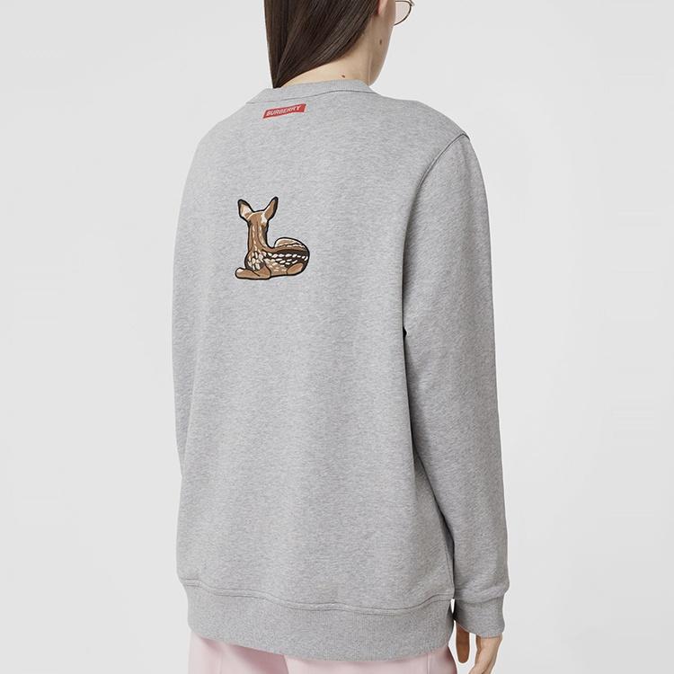 (WMNS) Burberry Deer Pattern Cotton Loose Swea Grey Women's 80321171