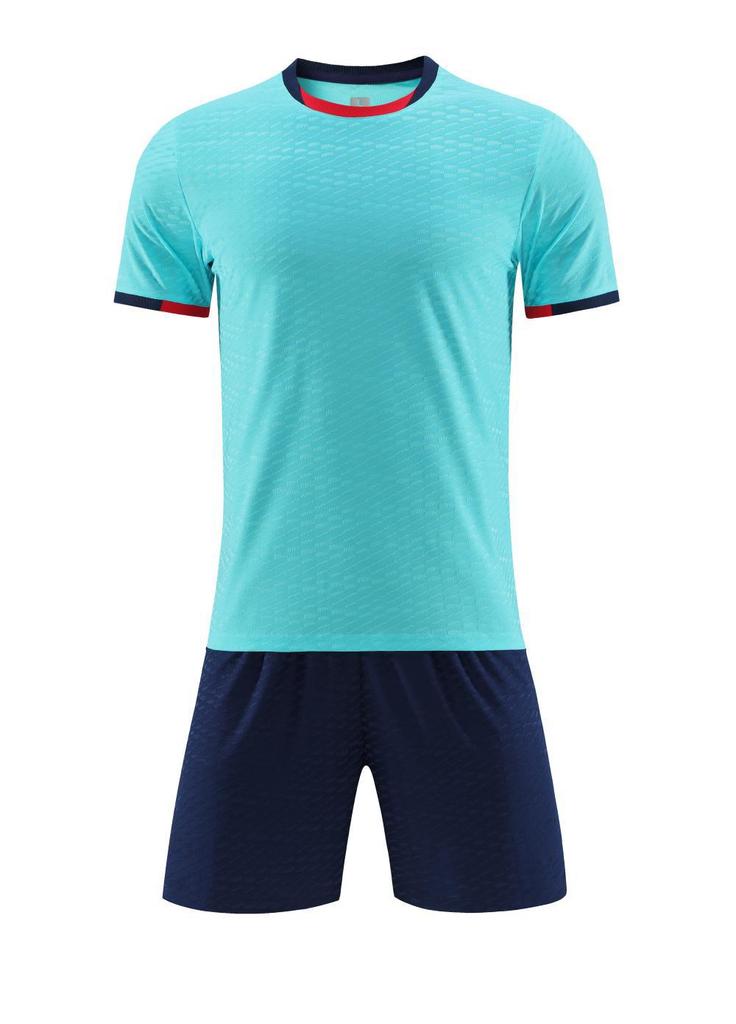 Brand Jacquard Fabric Football Jersey Set Men'S And Women'S Short-Sleeved Jersey Football Jersey Blank Version Jersey Fan Version