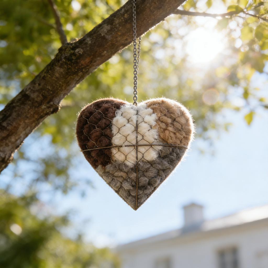 Ручной Фибровый Птичий Гнездовой Сердечко, Пополняемое Птичье Убежище 1 Гнездо в Форме Сердца, Зимние Подарки Животные Колибри