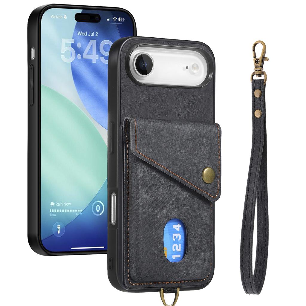 Для iPhone Air Чехол с держателем для карт Подставка Кожаная задняя крышка для телефона