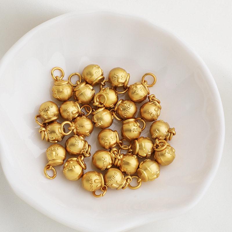 Позолоченный подвеска-жетон с иероглифом Фу цвета песочного золота - Полый ретро-дизайн, DIY ручная работа, Медовый горшочек, Амулет на удачу