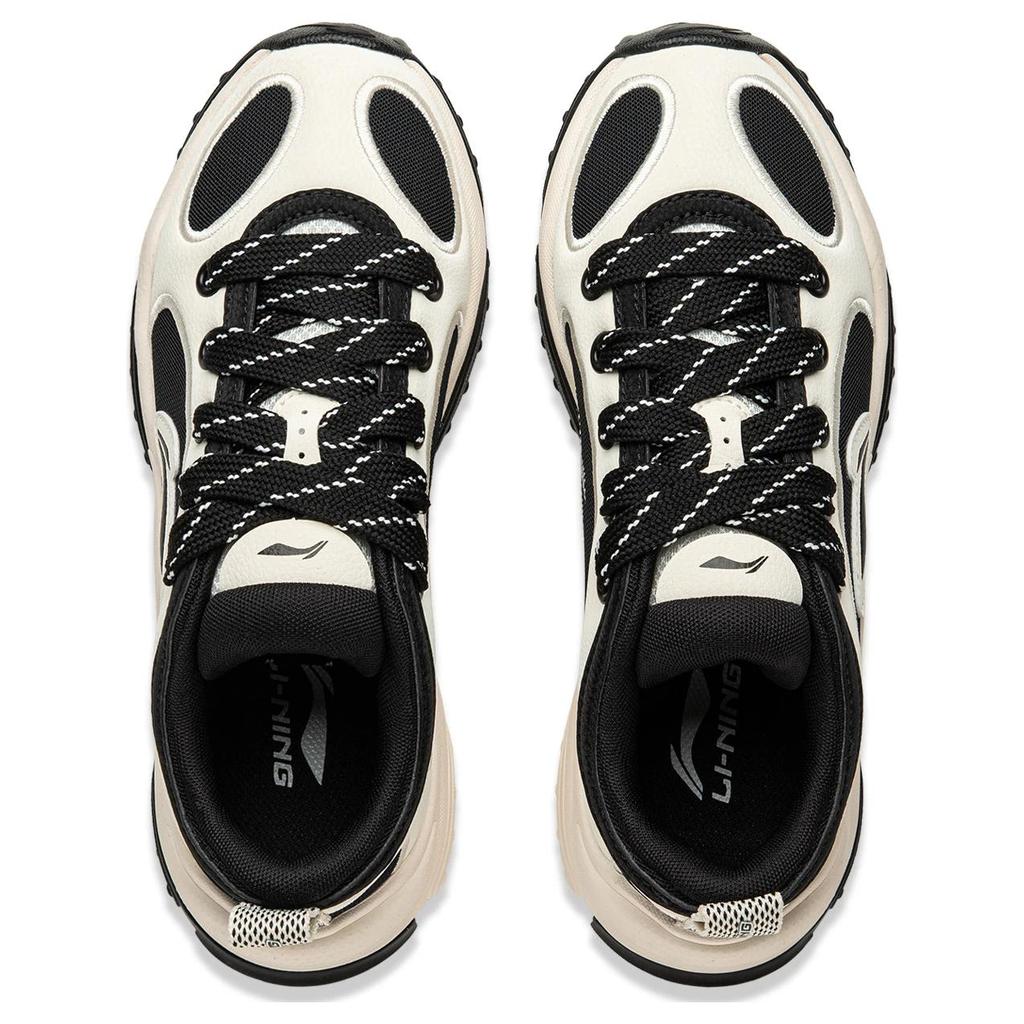 Кроссовки Li Ning Milkshake Soft Rebound Retro с толстой подошвой, амортизирующие, износостойкие, низкие, повседневные, женские, цвет черный, коричневый AGCU404-1