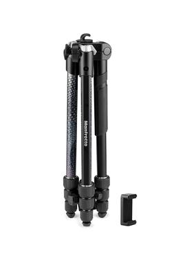 В комплект входит зажим для смартфона Manfrotto Element MII Алюминиевый штатив BK Максимальная высота 160 см Высота хранения Собственный вес Грузоподъемность 8 кг Поворотный замок