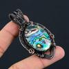 Abalone Shell Gemstone Pure Copper Wire Wrapped Handmade Pendant Unique Jewelry