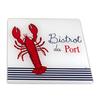 [A2465] - Подставка стеклянная 'Bistrot du Port' красный синий белый (Омар) - 20х20см