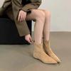 Stylish Matte Suede Flat Sock Boots - Super Soft, Hidden Heel, Pointed Toe, Slim Fit Short Boots for Women
