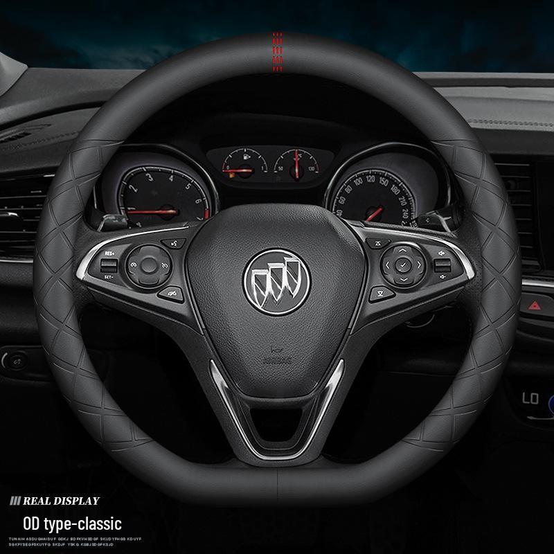 Genuine Leather Steering Wheel Cover for Buick: Compatible with Excelle, Regal, Envision, Verano, GL6, GT, and GL8 Models.