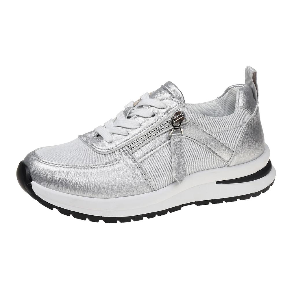 Women Sneakers Thick Soled Round Head Fashion Shoes Women Comfortable Breathable Casual Wear-resistant Sneakers  De Mujer