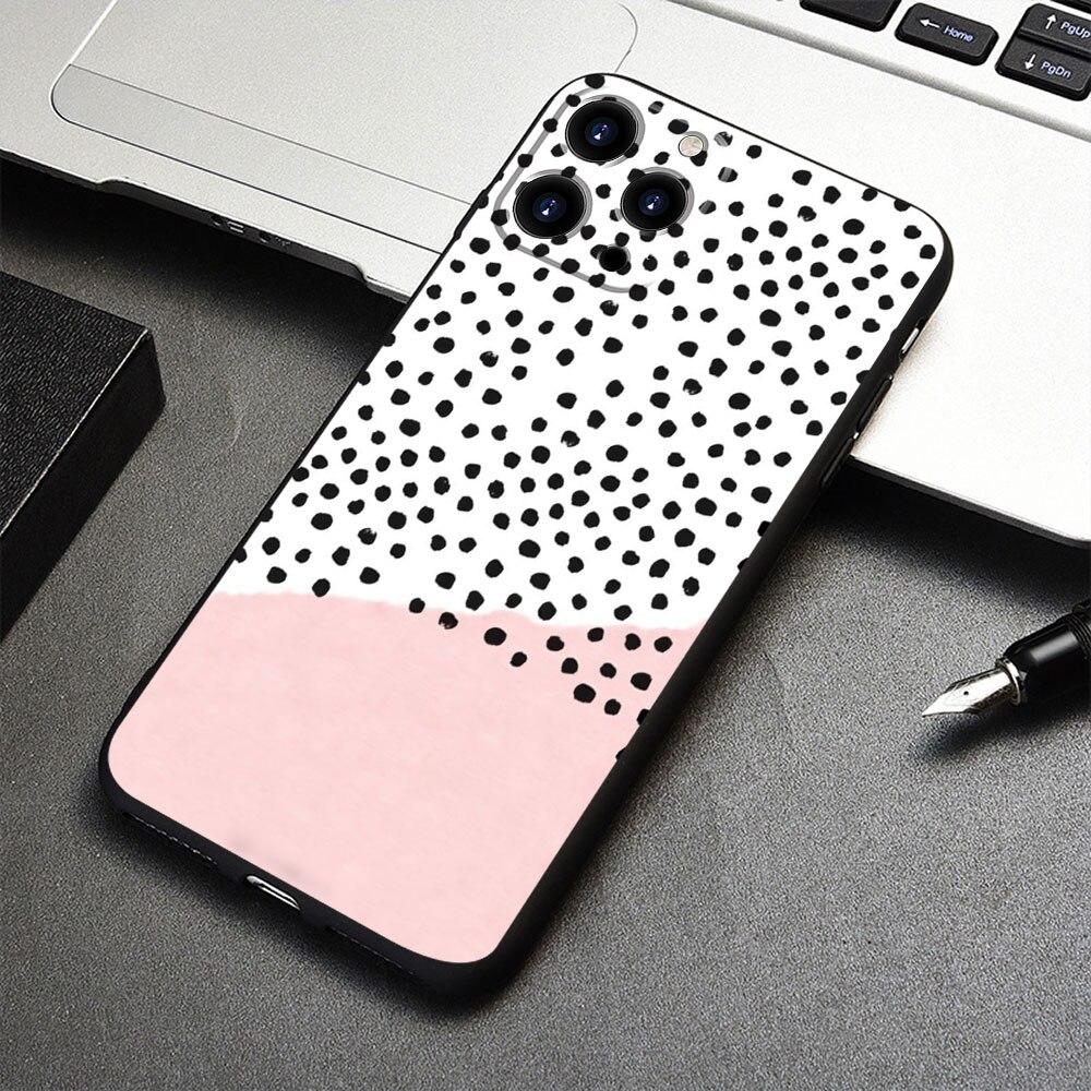 Для iPhone 7 12 14 8 Plus XR 13 Pro Max X 11 XS 5 6S 6 SE2022 5S SE2 Mini смартфон черный и белый горошек чехол для телефона