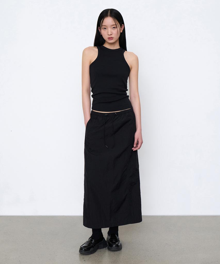 Musinsa Standard Woman Women'S Nylon Elastic Long Skirt [Black]