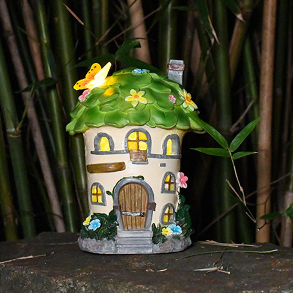 Сад Цветок Дом Статуя Ночной Светильник Подарки на Новоселье Смешная Фигурка Из Смолы Солнечный