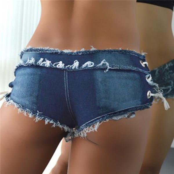 Модные сексуальные рваные женские джинсовые шорты с низкой талией