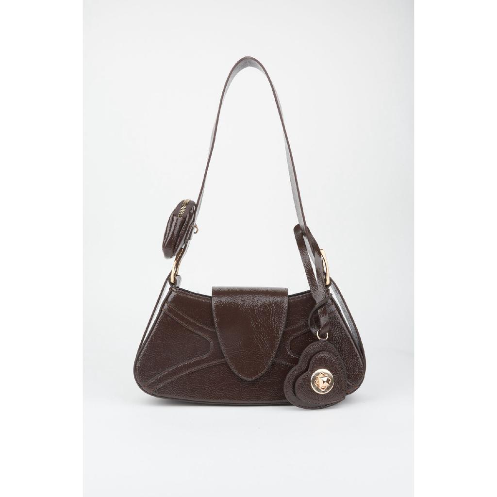 Женский бордовый кошелек-багет из искусственной кожи с застежкой на руку и сумка через плечо