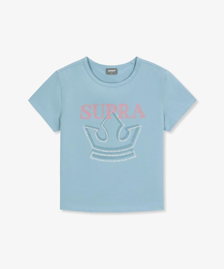Женская кроп-футболка SUPRA с логотипом-короной (синий)