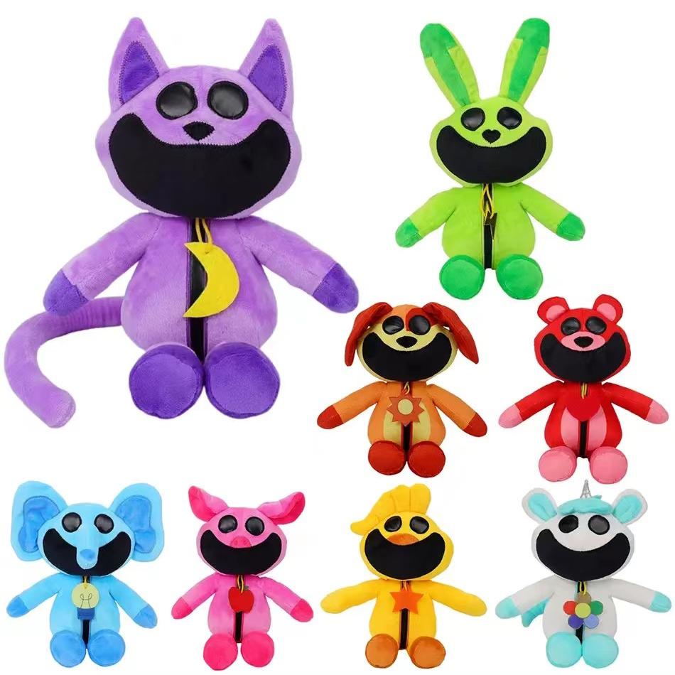 8 Smiling Critters Plush Toys Jumping House Cat Pup Bear Holding Plush Cat Pup Plush Doll Decoration Kawaii Soft Fill Toy Childr