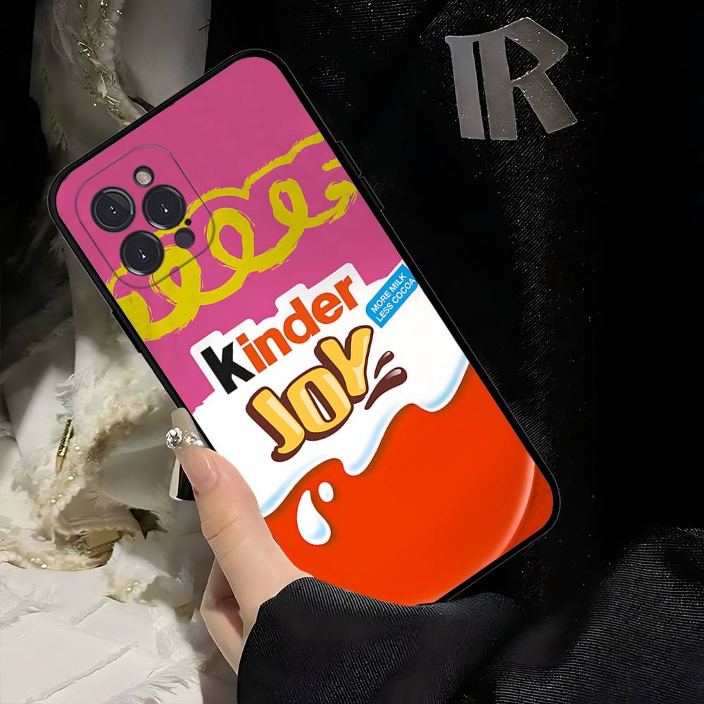 Милый Чехол для Телефона с Логотипом Яиц Киндер Сюрприз Для Iphone 17 16 15 14 13 12 11 Pro Max Plus Черный Чехол