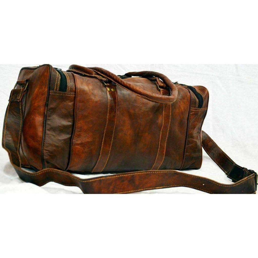 Винтажная коричневая спортивная спортивная сумка из козьей кожи, дорожный чемодан из натуральной мужской сумки, коричневая