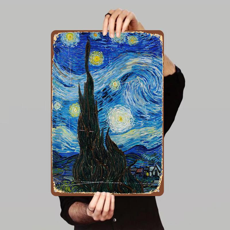 Van Gogh Starry Night Custom Metal Iron Painting European Art Wall Decor for Living Room Bedroom Home Decoration
