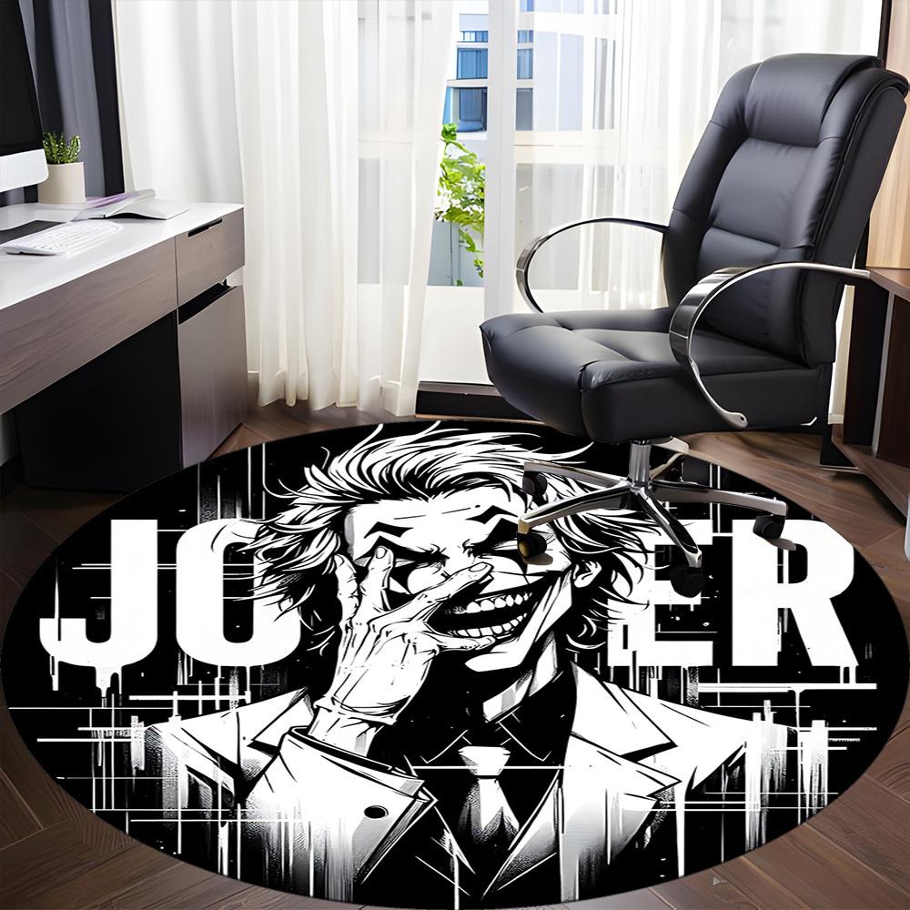 1pc Joker Artwork Office Round Area Rug, Indoor Mat Suitable For Office, Under Office Chairs Bedroom Living Room Home Decor, Room Deco052