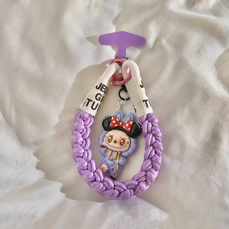 Универсальный Лабубу Мультяшный Милый Подвеска-цепочка для телефона Шнурок для Iphone Мобильного телефона Короткий ремешок Брелок Украшение для сумки Кольцо для ключей