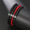Men's Black Gallstone Cross Bracelet 4mm Volcanic Stone Red Turquoise Bracelet Couple Gift Bracelet Bracelet