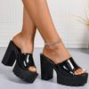 Fashion Summer Casual Solid Super Heel Slippers for Women 2025 Plus Size Platform Woman Slides Non-Slip Open Toes Sandals for Women
