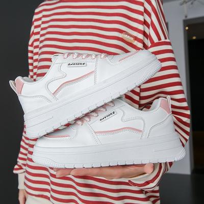 Белые туфли на толстой подошве, детские, весенне-осенние, новые, модные, универсальные, повседневные, студенческие, кеды