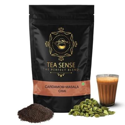 TEA SENSE Кардамон Масала Чай | 200 г | Ароматическая сильная смесь | Ассам CTC, Настоящий Кардамон, Элаичи | Чайпати, Чайный порошок