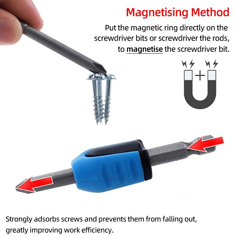 Магнитный держатель бит Магнитное кольцо Сильный намагничиватель Демагнетизатор 6,35 мм Держатель бит для крестовой отвертки Phillips Ручные инструменты