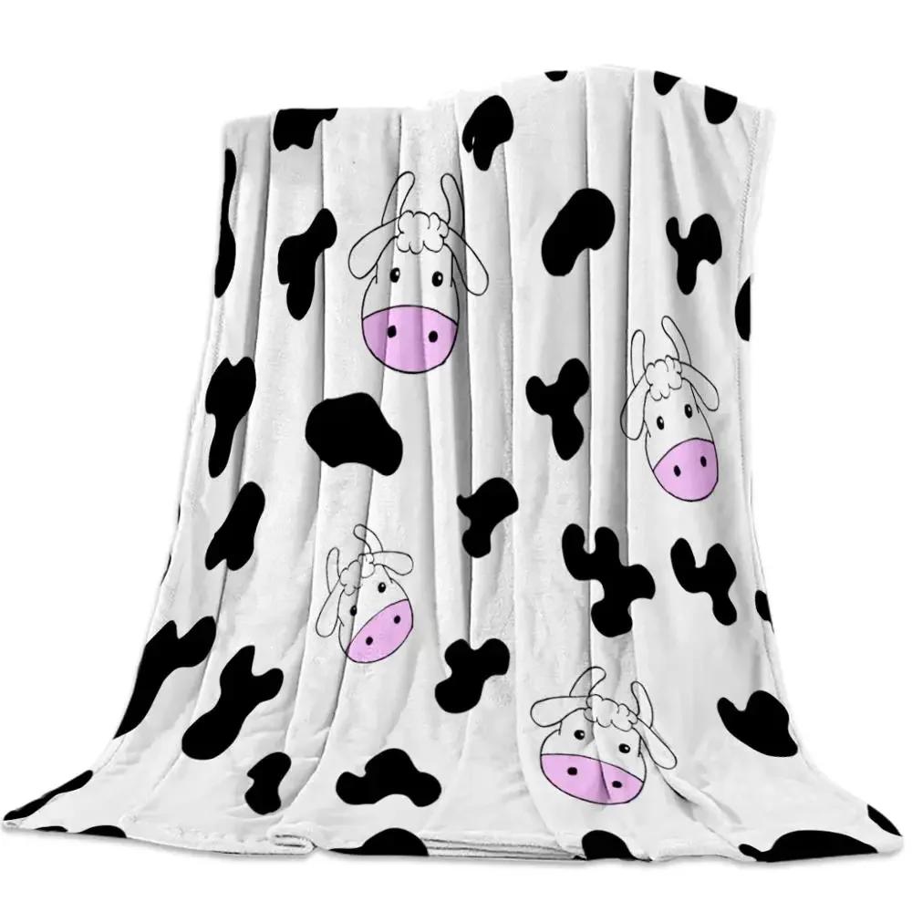 Cow Pattern Flannel Fleece Bed Blanket Bedspread Coverlet Bed Cover Soft Lightweight Warm Cozy Throw Blankets Queen King Size