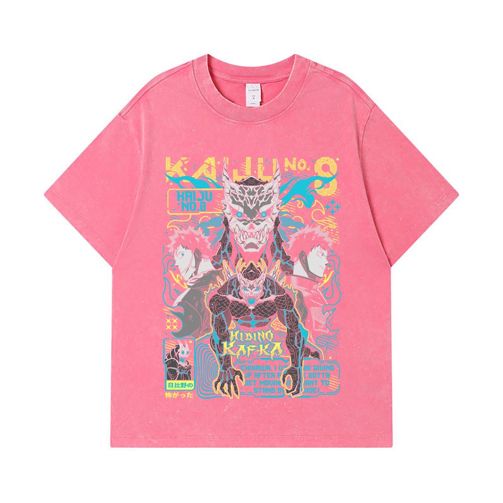 275 GSM Washed T-shirts 100% Cotton Kaiju No 8 V20 Kafka Print Unisex Heavy Cotton T Shirt