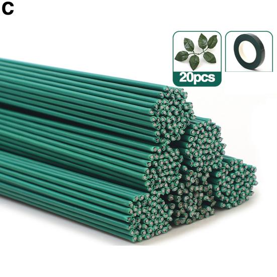 Стержни для роз ручной работы, упаковка стеблей букета, цветочные поделки, цветочные стержни из зеленой тонкой проволоки с комплектом материалов для цветочных ветвей
