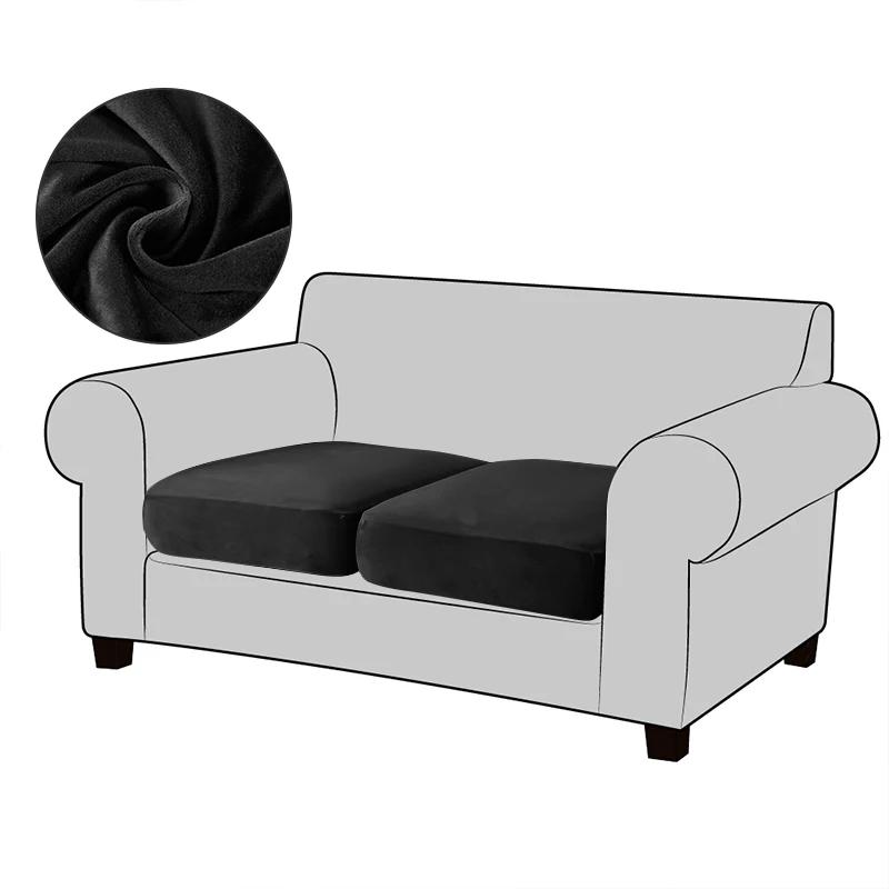Velvet Sofa Seat Cushion Covers For Living Room Plush Sofa Cushion Covers Soft Stretch Sofas Couch Slipcover Furniture Protector