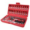 46pcs Socket Ratchet Car Repair Tool Wrench Set Head Ratchet Pawl Socket Spanner Screwdriver Professional Metalworking Tool Kit