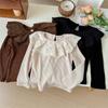 Spring Autumn Sweet Long Sleeved Solid Color Bottom Shirt Children's Clothing Girls Versatile Cute Doll Collar Lace Trendy Inner Tops