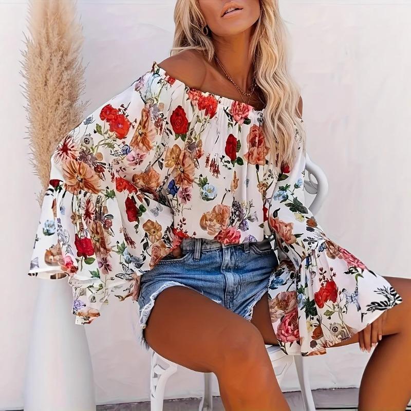 Women S One Shoulder Long Sleeve Flared Top Casual