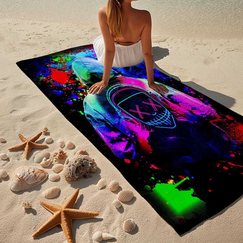 Cyberpunk Gaming Neon Beach Towel, Super Soft Microfiber, Gift for Her/Him, Birthday, for Pool, Beach, Travel, Home Decor Fan gifts
