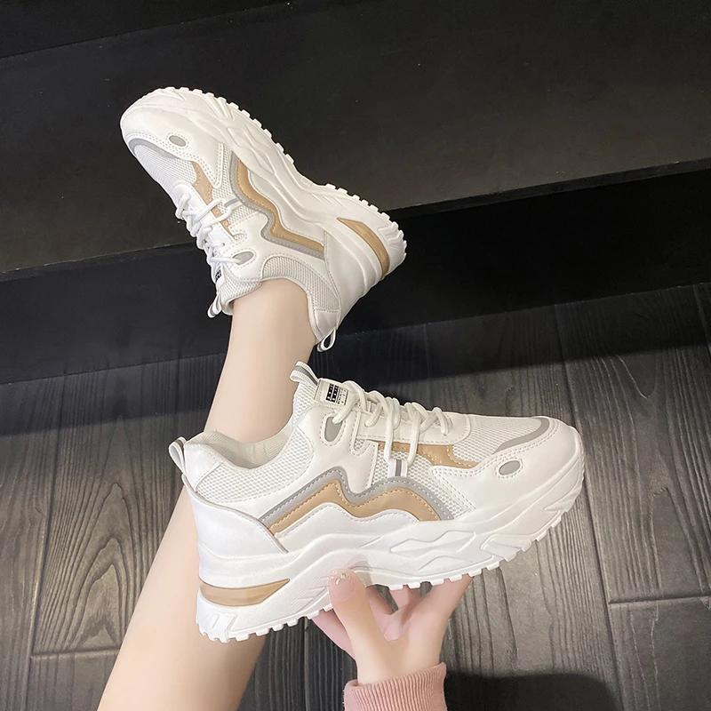 Дышащие массивные кроссовки женские модные спортивные туфли на толстой подошве для женщин весна Zapatillas De Deporte Tenis Feninino
