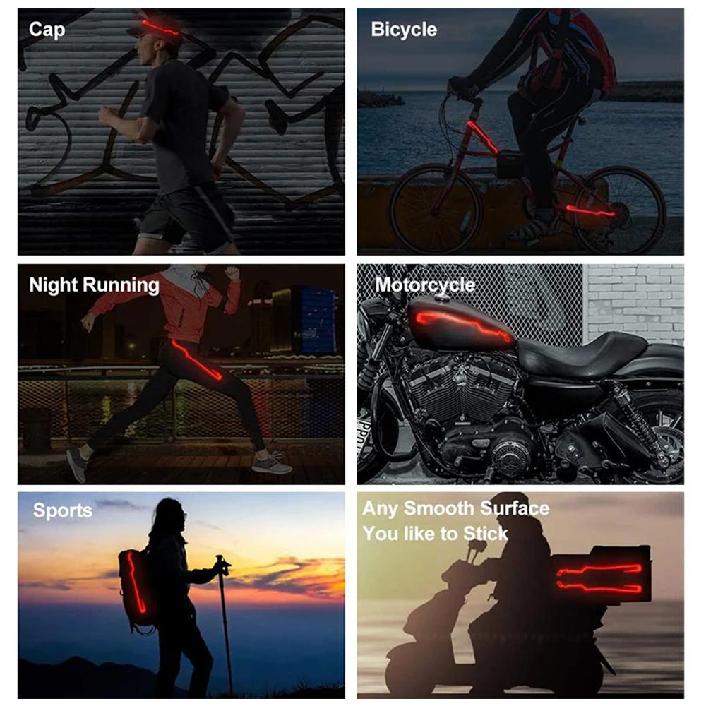 Светодиодный холодный свет 4-в-1, наклейка на шлем мотоцикла, водонепроницаемые предупреждающие огни, водонепроницаемая наклейка, 4 мигающих аксессуара