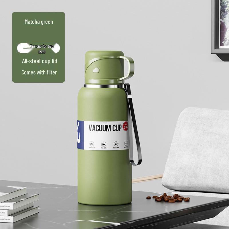 Мужская термокружка из нержавеющей стали 316 большой вместимости для путешествий на открытом воздухе с разделением чая и воды, с логотипом на заказ