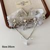 Chiffon Choker Necklace Rhinestone Teardrop Pendant Gifts Collar Necklace  Party Outfit