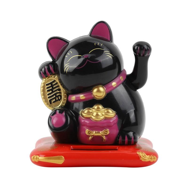Chinese Lucky Cat Solar Powered Welcoming Fortune Cat Lucky For Home Office Car Ornament Hotel Restaurant Decor Beckoning Cat