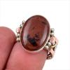 Natural Mahogany Obsidian Gemstone 925 Sterling Silver Two Tone Ring Size 8 J9D65