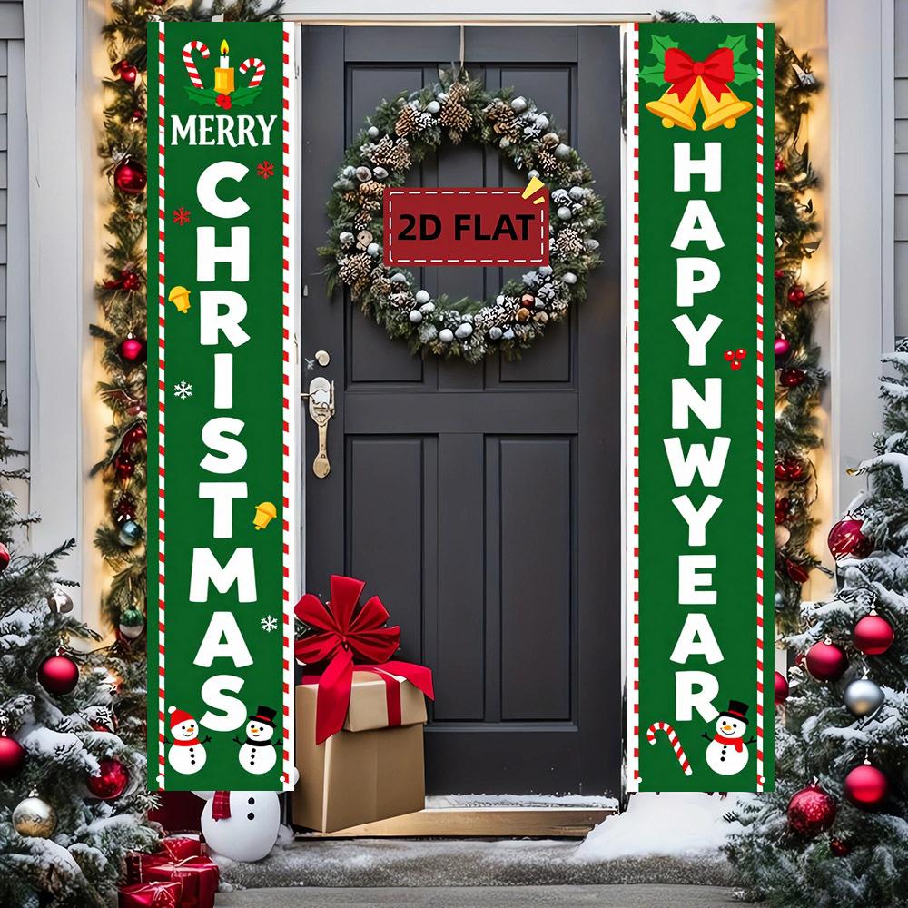Snowflake Door Couplet Banner 2pcs New Year Decor 71x12in Home Porch